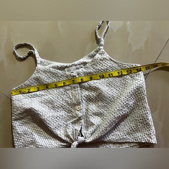 Zara Striped Denim Crop Top Blue & White Sleeveless Square Neck Size 13-14 Cm 16 - Picture 13 of 15